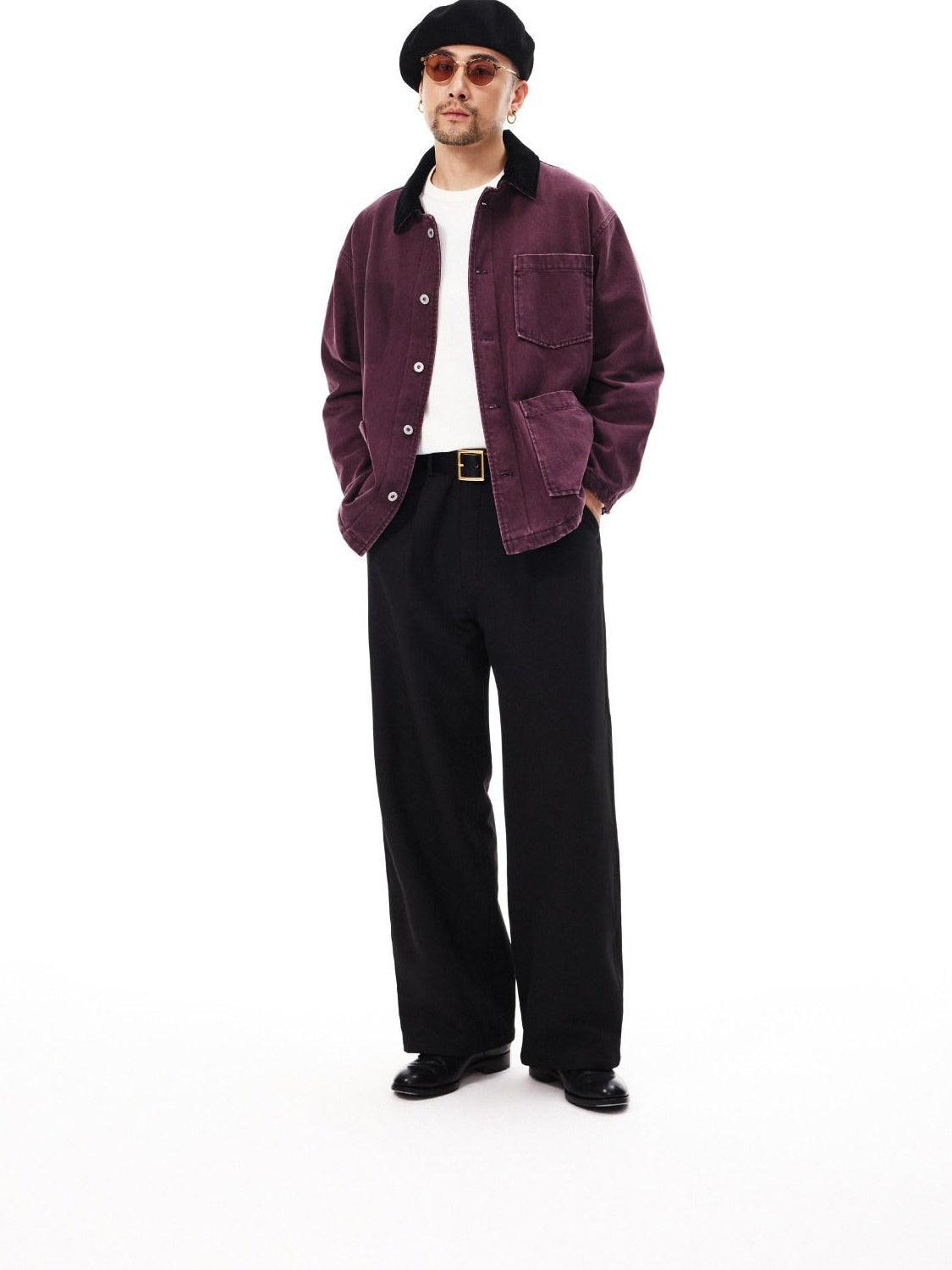 SUPERTOFU Windproof Stretch Casual Relaxed Zip Fly Unisex Polyester Black Wide-Leg Pants