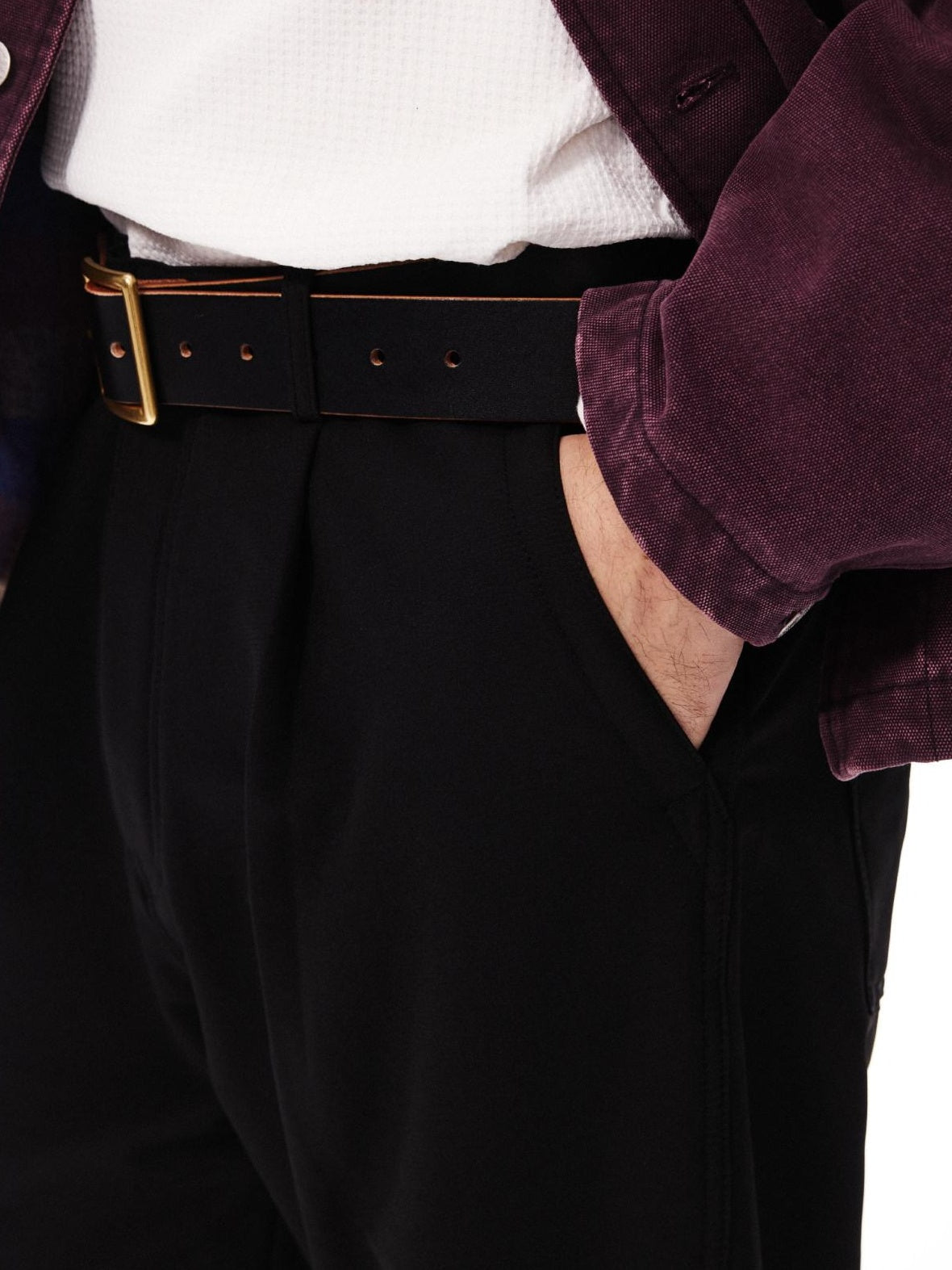 SUPERTOFU Windproof Stretch Casual Relaxed Zip Fly Unisex Polyester Black Wide-Leg Pants