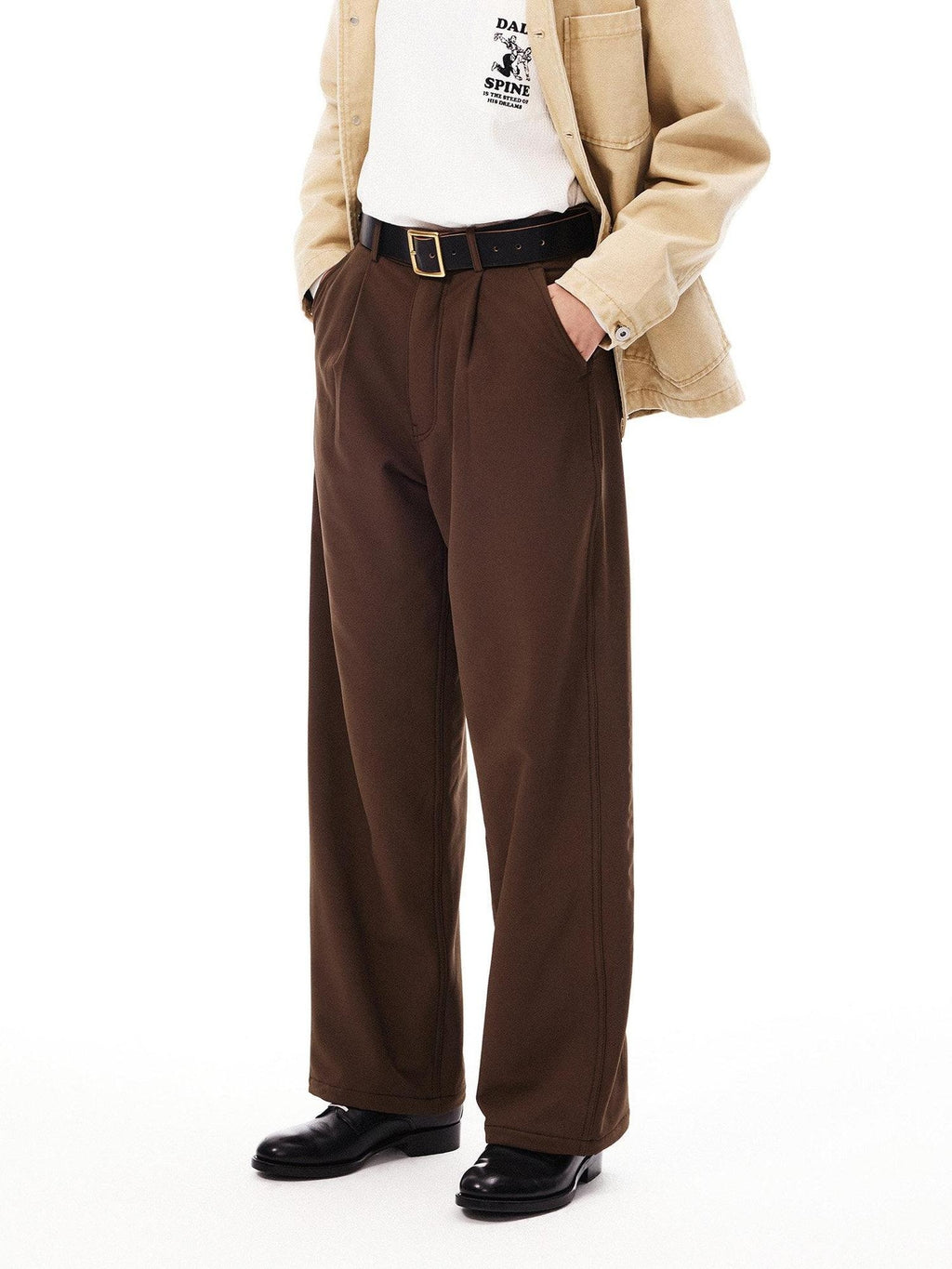 SUPERTOFU Windproof Stretch Casual Relaxed Zip Fly Unisex Polyester Black Wide-Leg Pants