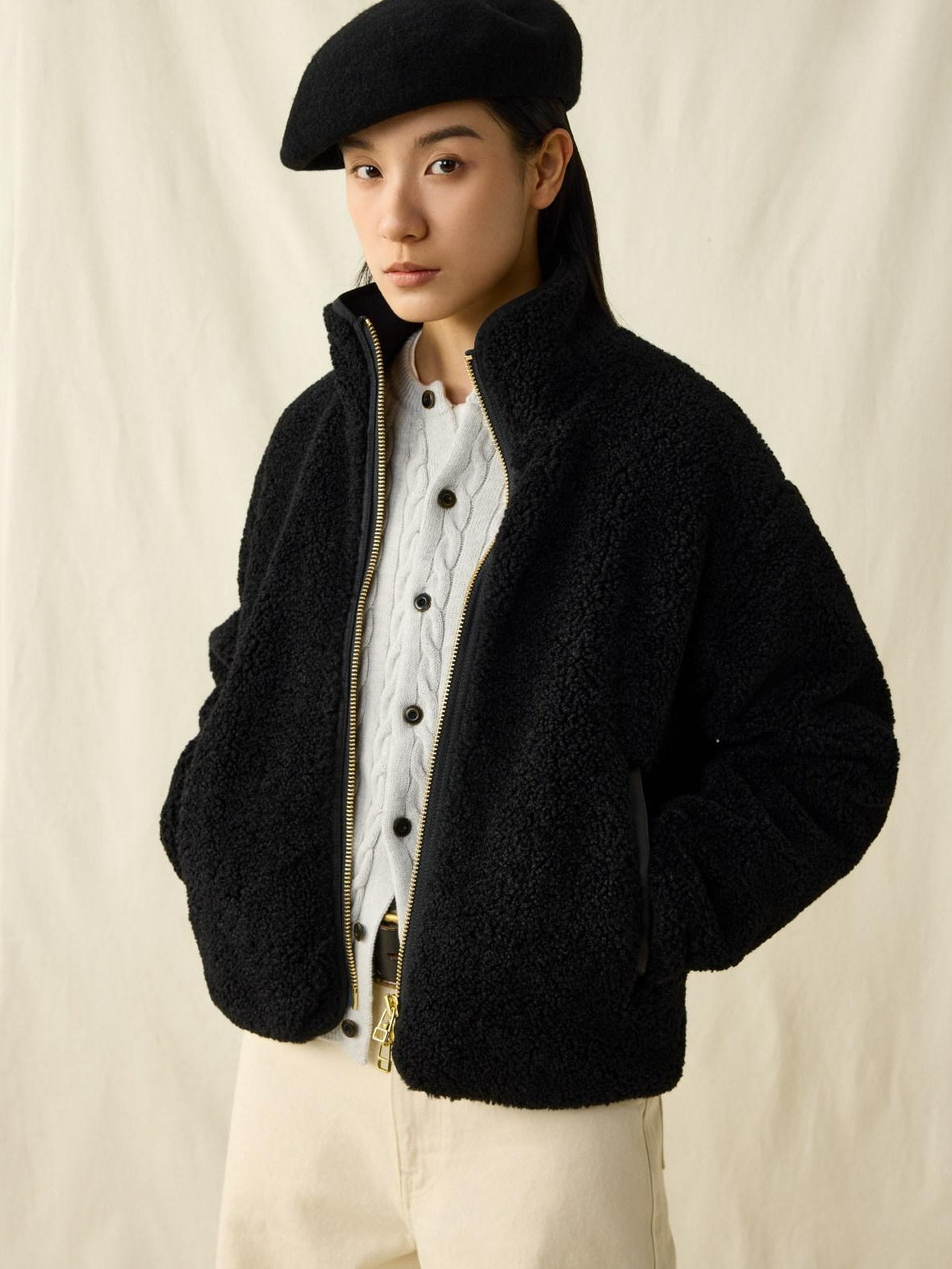 SUPERTOFU Windproof Thick Patchwork Loose Fit Stand Collar Unisex Black Puffer Jackets