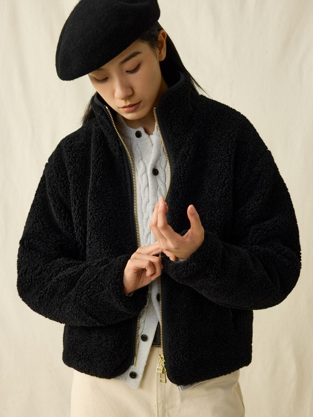 SUPERTOFU Windproof Thick Patchwork Loose Fit Stand Collar Unisex Black Puffer Jackets