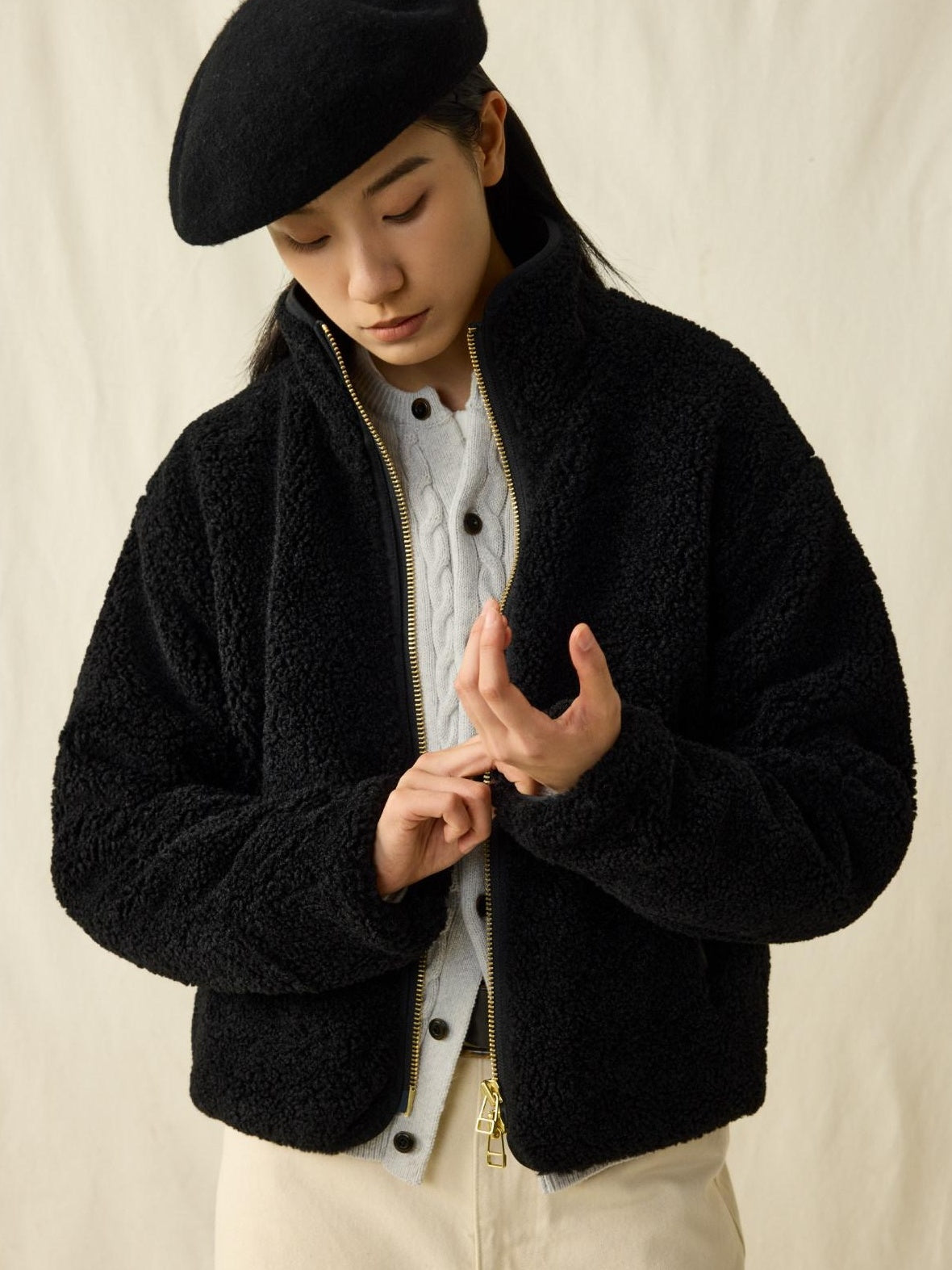 SUPERTOFU Windproof Thick Patchwork Loose Fit Stand Collar Unisex Black Puffer Jackets
