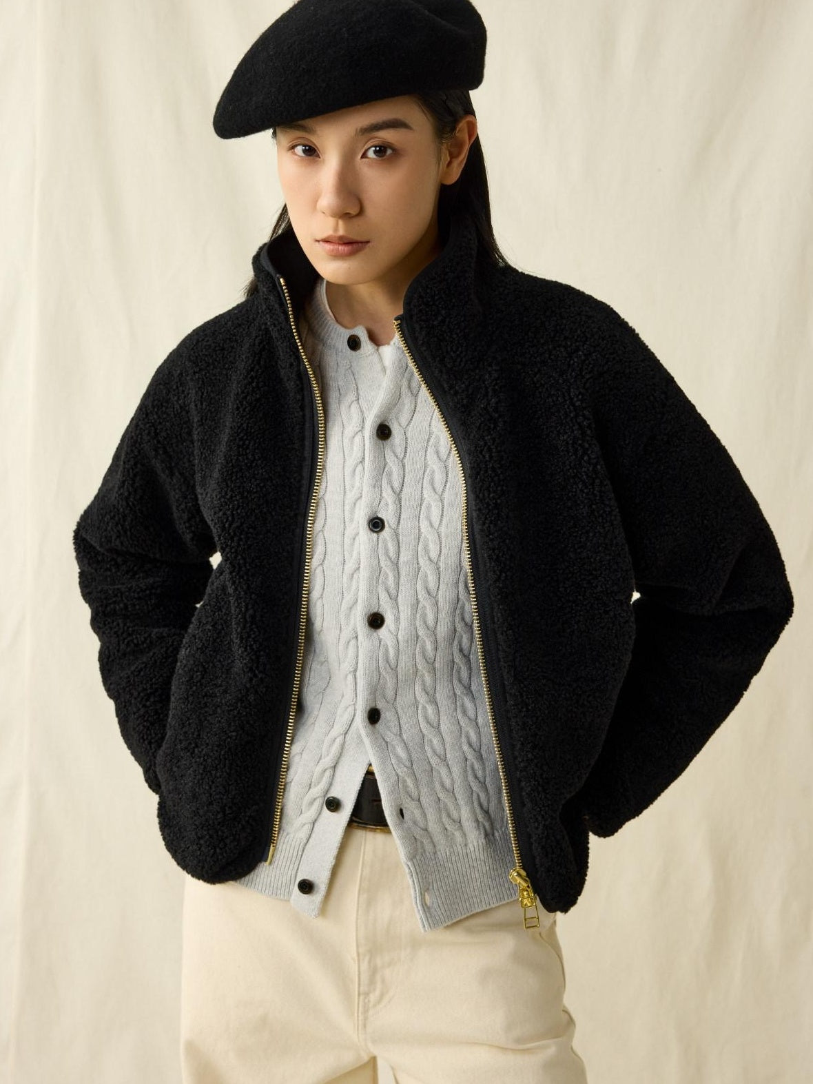 SUPERTOFU Windproof Thick Patchwork Loose Fit Stand Collar Unisex Black Puffer Jackets
