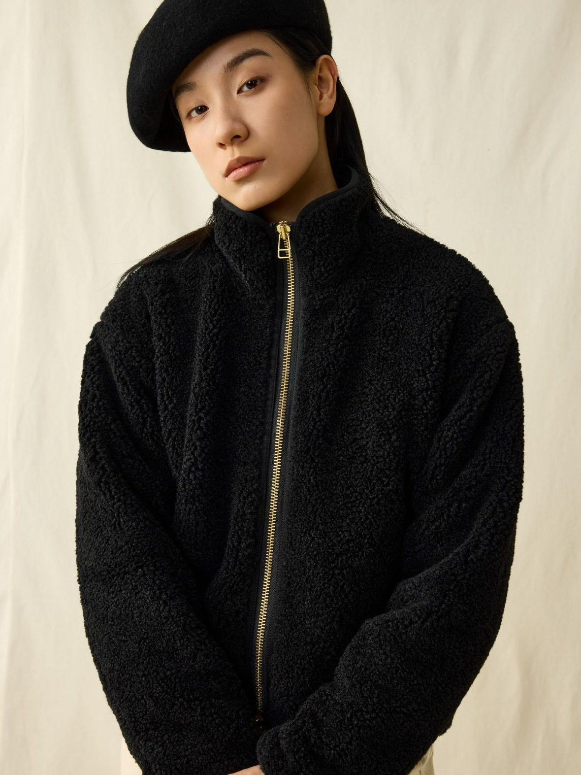 SUPERTOFU Windproof Thick Patchwork Loose Fit Stand Collar Unisex Black Puffer Jackets