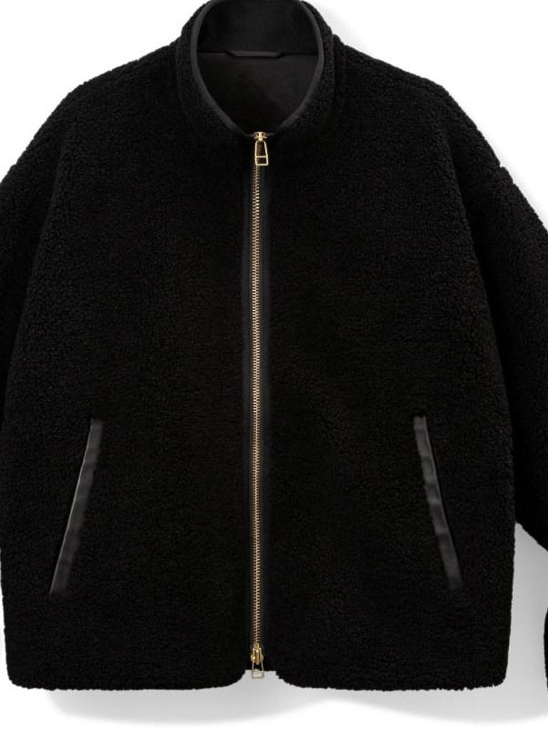 SUPERTOFU Windproof Thick Patchwork Loose Fit Stand Collar Unisex Black Puffer Jackets