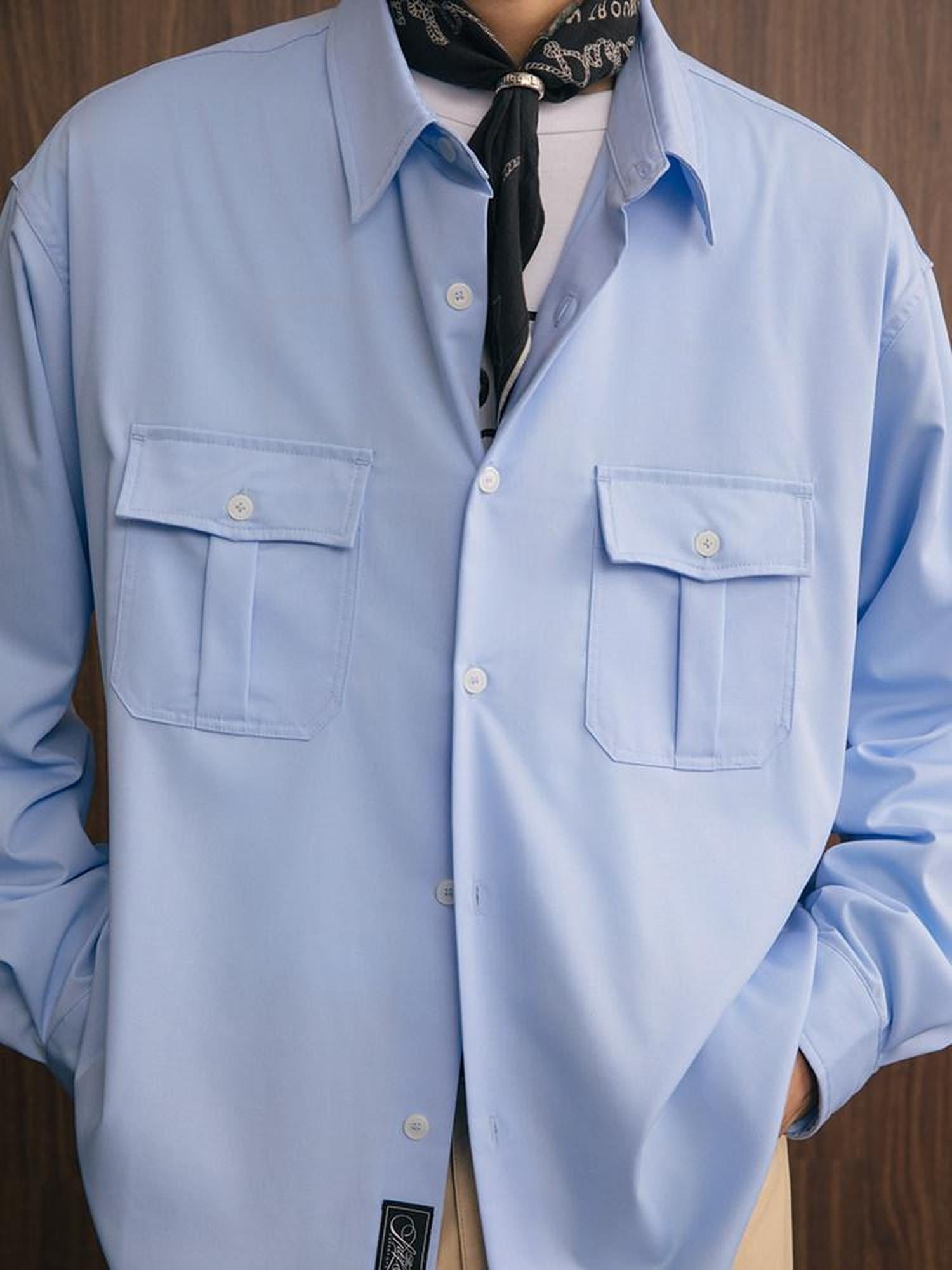 SUPERTOFU Wrinkle Free Oversized Point Collar Long Sleeve Casual Solid Button Down Shirts