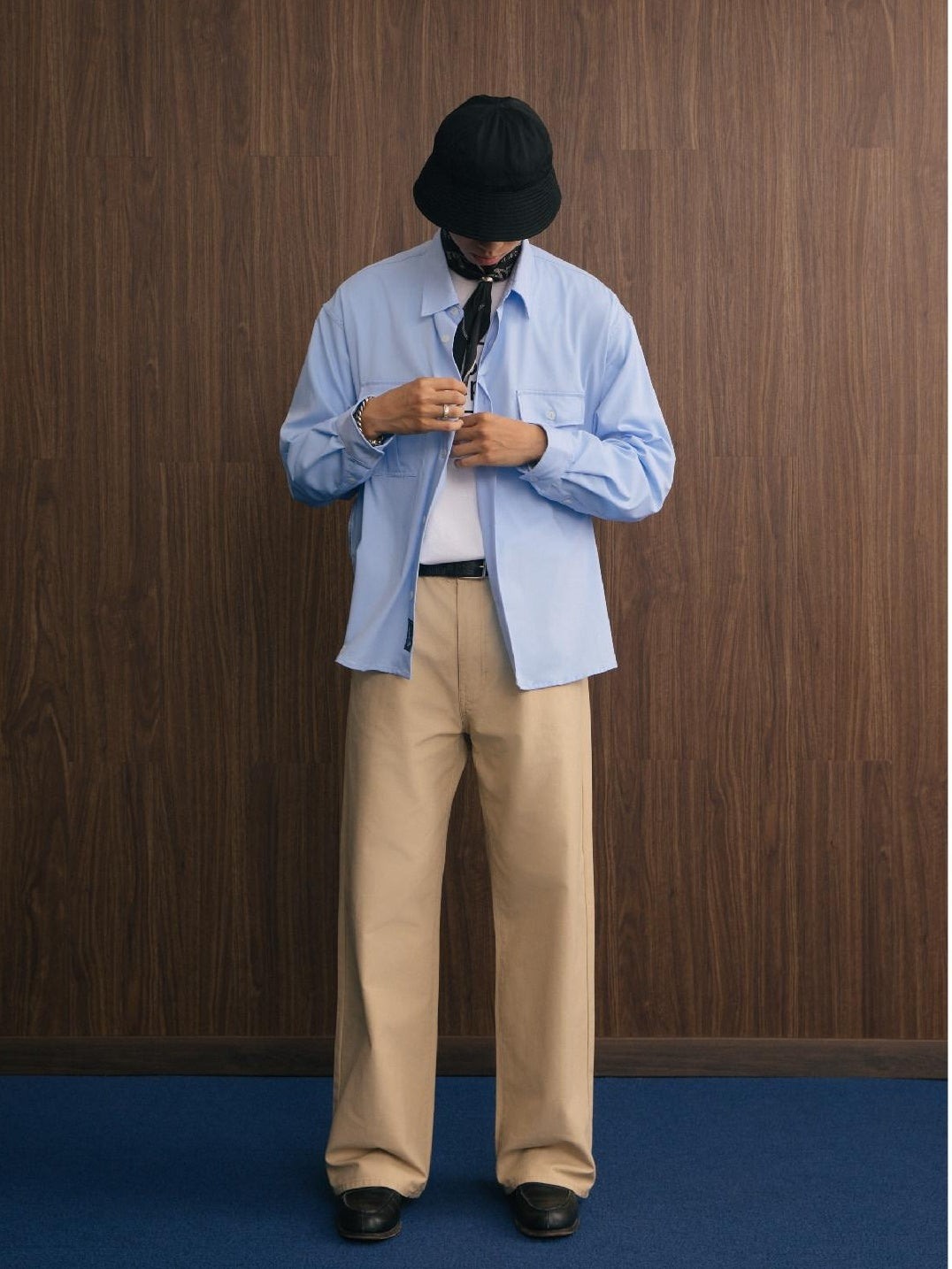 SUPERTOFU Wrinkle Free Oversized Point Collar Long Sleeve Casual Solid Button Down Shirts