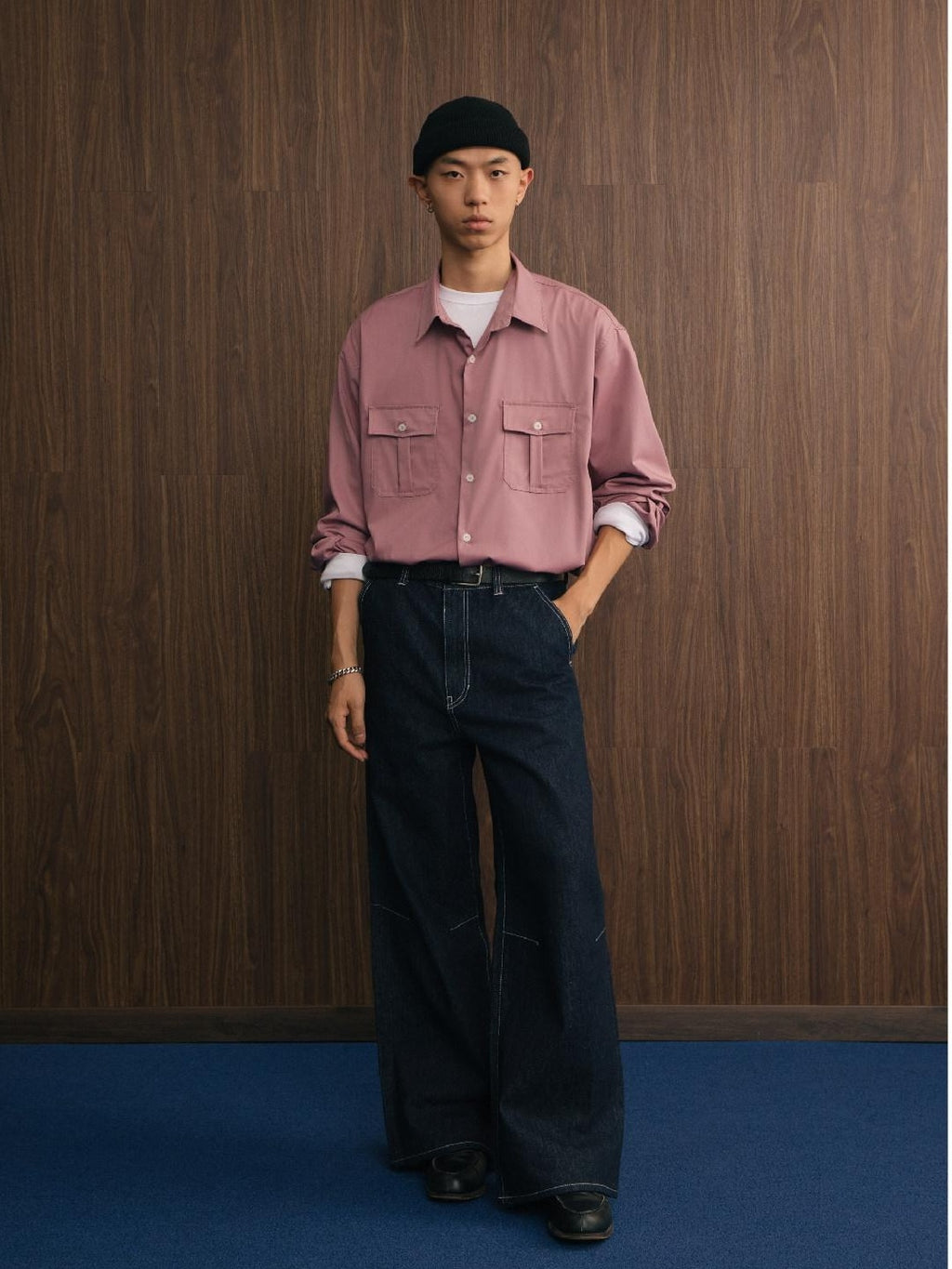 SUPERTOFU Wrinkle Free Oversized Point Collar Long Sleeve Casual Solid Button Down Shirts