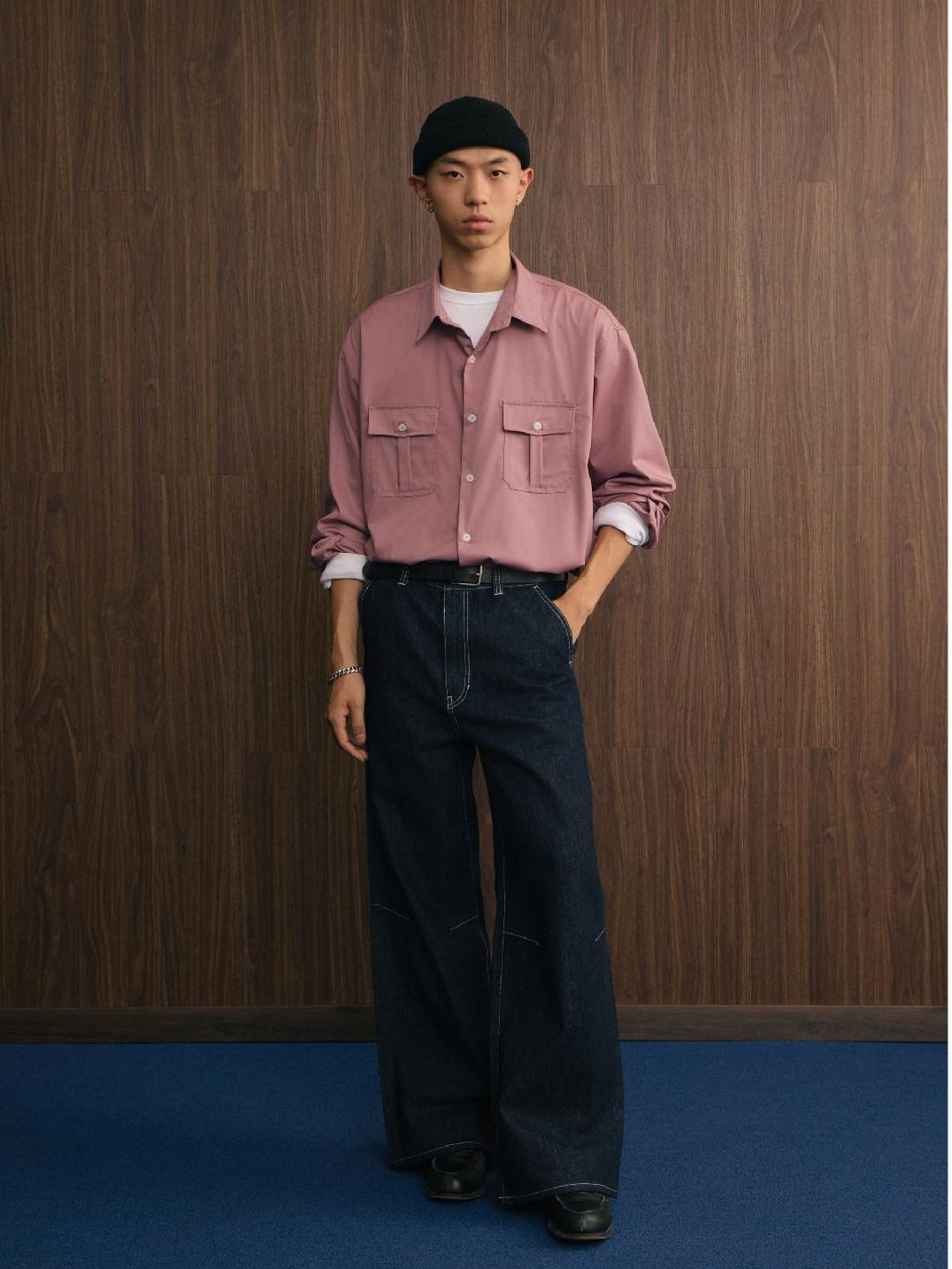 SUPERTOFU Wrinkle Free Oversized Point Collar Long Sleeve Casual Solid Button Down Shirts
