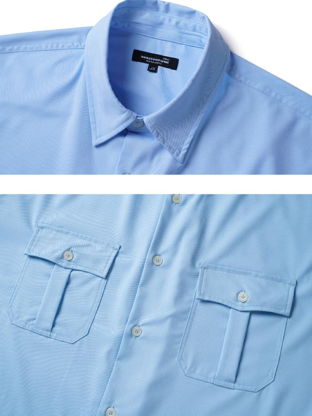 SUPERTOFU Wrinkle Free Oversized Point Collar Long Sleeve Casual Solid Button Down Shirts