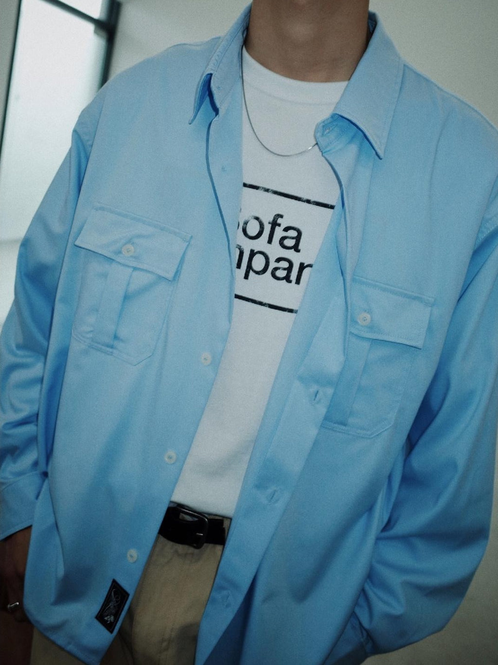 SUPERTOFU Wrinkle Free Oversized Point Collar Long Sleeve Casual Solid Button Down Shirts