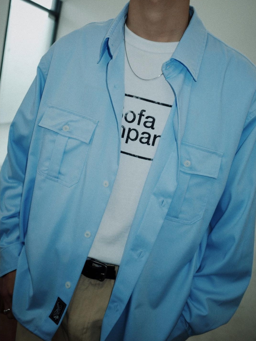 SUPERTOFU Wrinkle Free Oversized Point Collar Long Sleeve Casual Solid Button Down Shirts