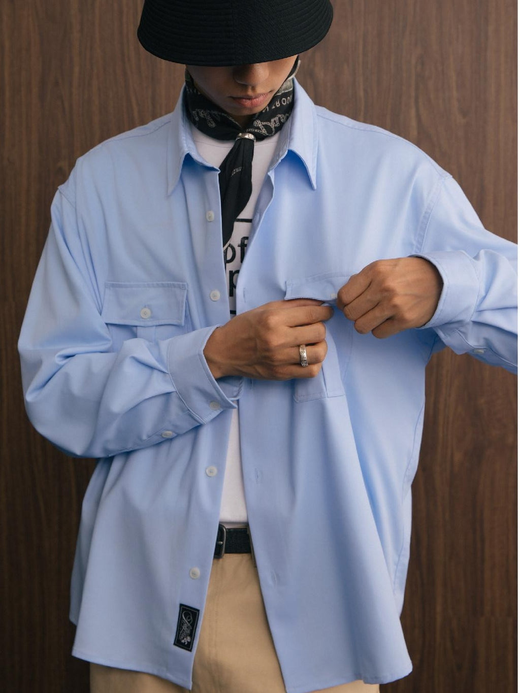 SUPERTOFU Wrinkle Free Oversized Point Collar Long Sleeve Casual Solid Button Down Shirts