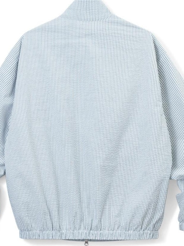 SUPERTOFU Wrinkle Free Striped Cropped Stand Collar Zip Long Sleeve Unisex Shirts