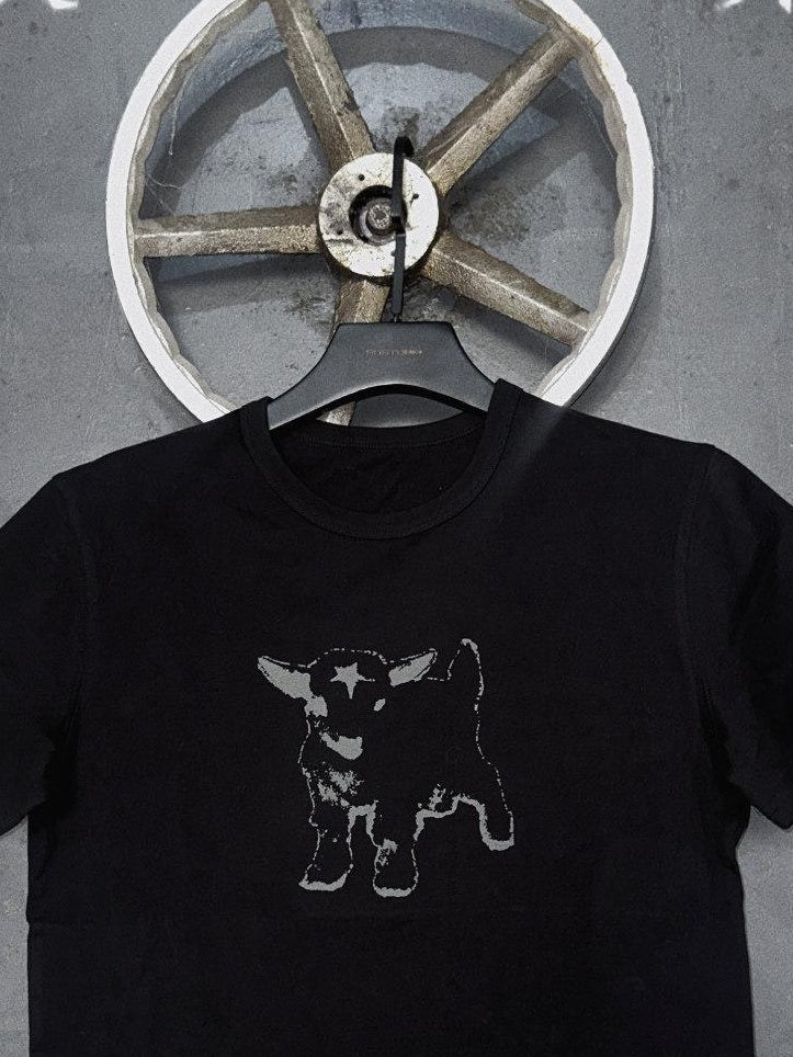 TH4SWE Brushed Cotton Slim Fit Dark Unisex Devil Lamb Print Short Sleeve T-Shirts