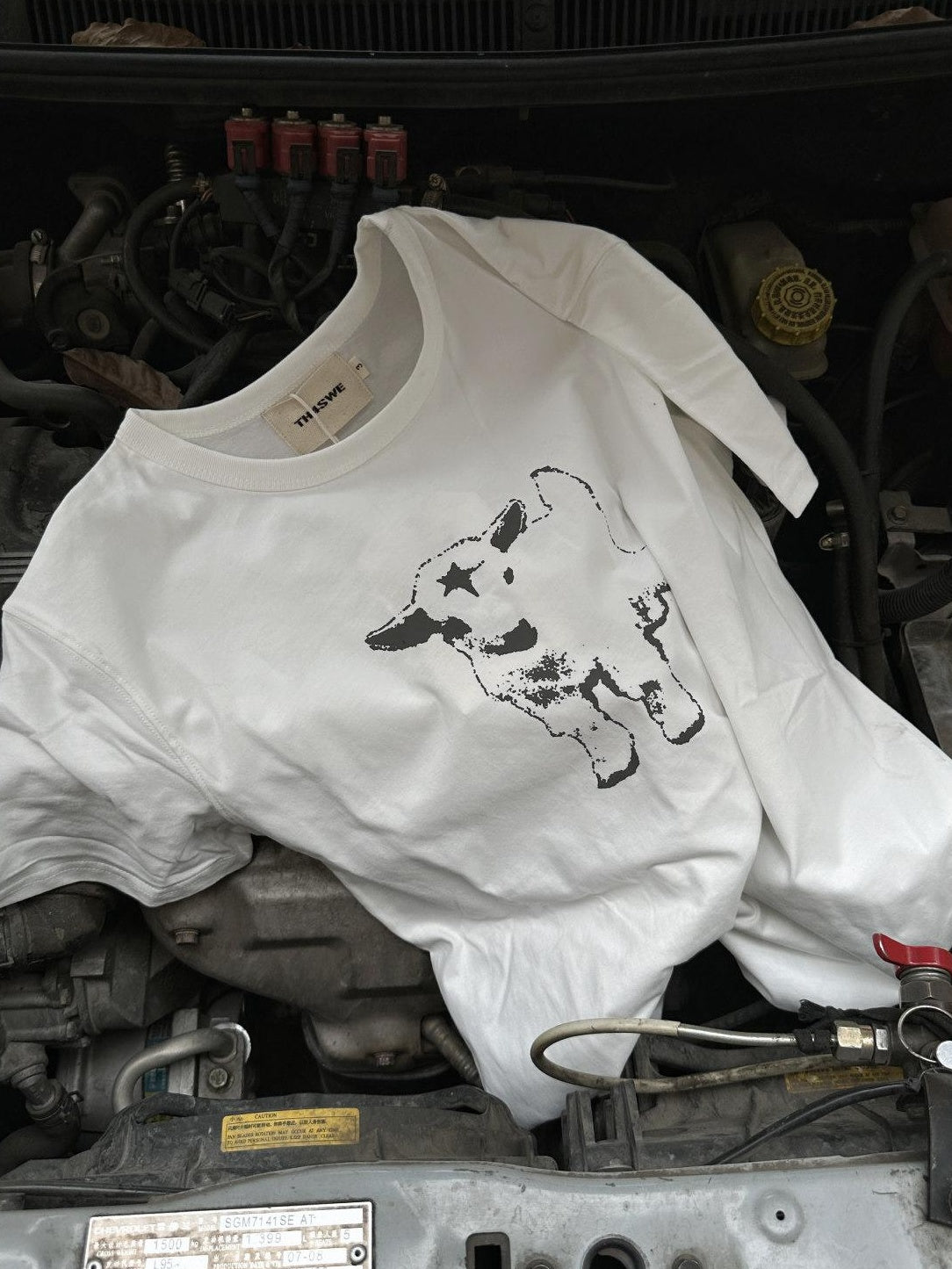 TH4SWE Brushed Cotton Slim Fit Dark Unisex Devil Lamb Print Short Sleeve T-Shirts