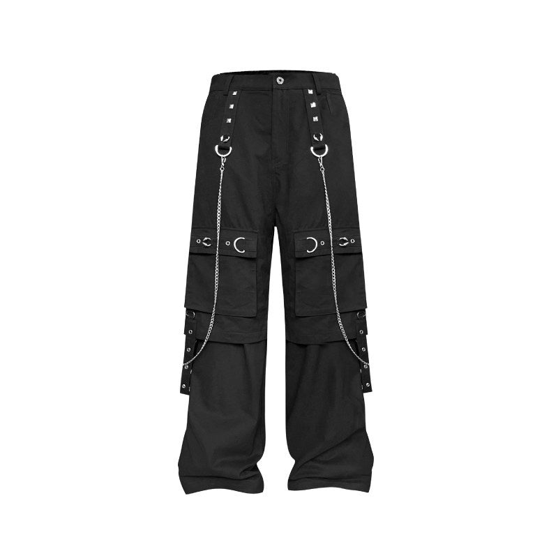 TH4SWE_Skin_Friendly_Cotton_Punk_Cargo_Zipper_Metal_Accents_Men_Black_Wide-Leg_Pants_MISSTT