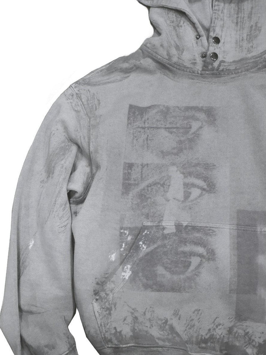 TH4SWE Thick 450G 100 Percent Cotton Washed Loose Fit Men Grey Hoodies