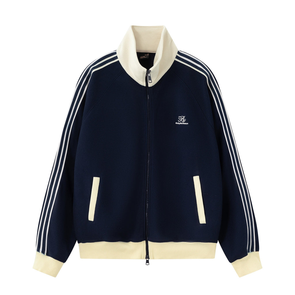 RickyisClown_Colorblock_Waffle_Knit_Men's_Sporty_American_Harrington_Jackets_MISSTT