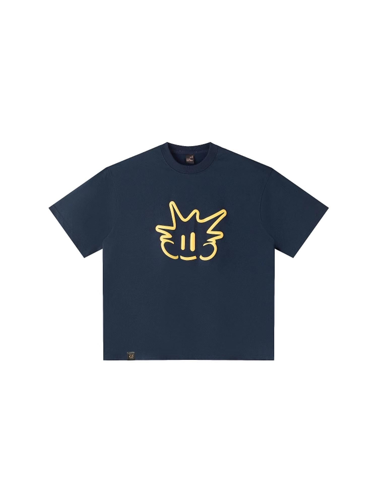 RickyisClown Cartoon Pineapple Head Print Loose Men's Cotton Quick Dry Short Sleeve T-shirts