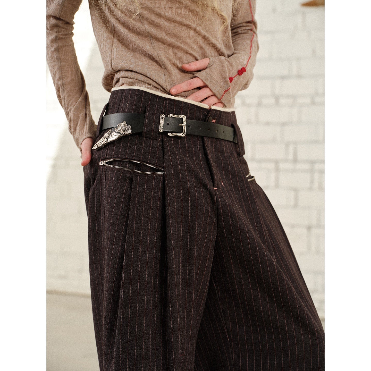 soknot_Gray_Pink_Striped_Relaxed_Wide_Fit_Men's_Polyester_Viscose_Blend_Dress_Pants_MISSTT