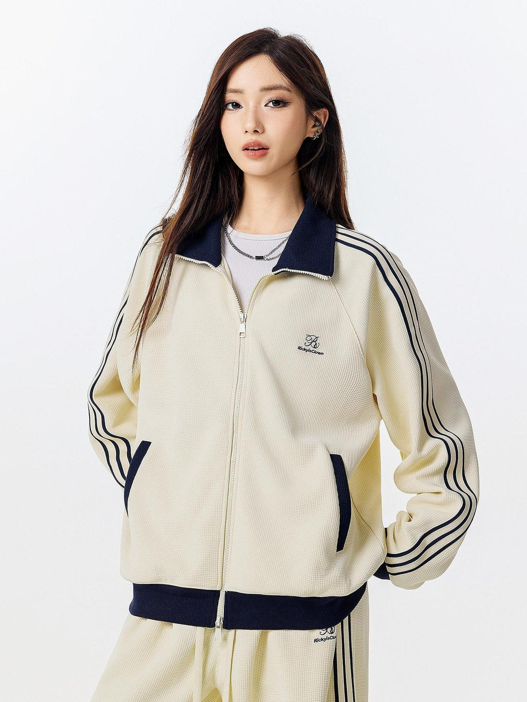 RickyisClown Colorblock Waffle Knit Men's Sporty American Harrington Jackets