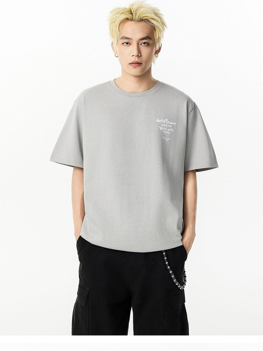 RickyisClown Grey Cooling Heavyweight Oversized Men's Pure Cotton Short Sleeve T-shirts