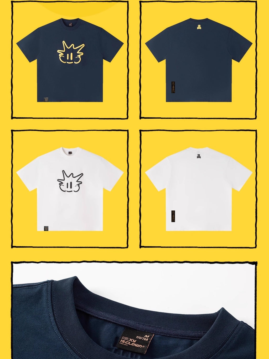 RickyisClown Cartoon Pineapple Head Print Loose Men's Cotton Quick Dry Short Sleeve T-shirts