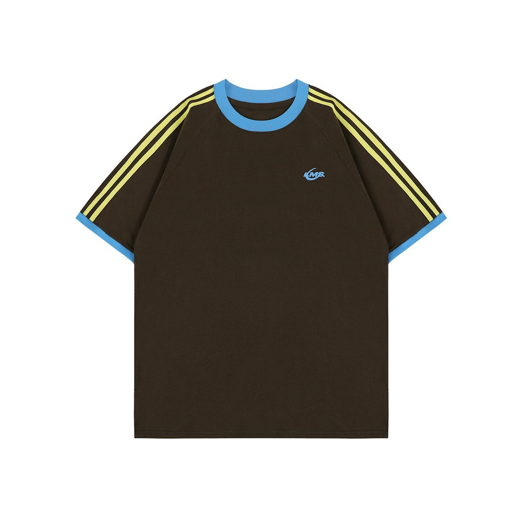 lemanism_Two_Stripe_Print_Drop_Shoulder_Men's_Cotton_Blend_Short_Sleeve_T-shirts_MISSTT