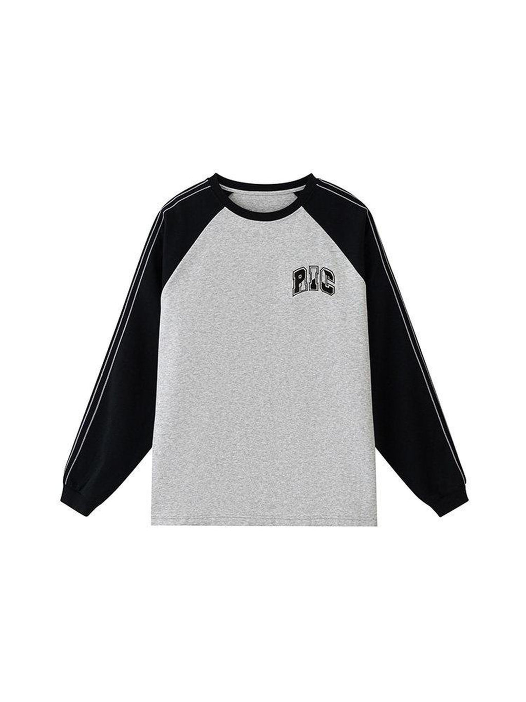 RickyisClown Colorblock Patchwork Applique Raglan Men's Cotton Blend Long Sleeve T-shirts