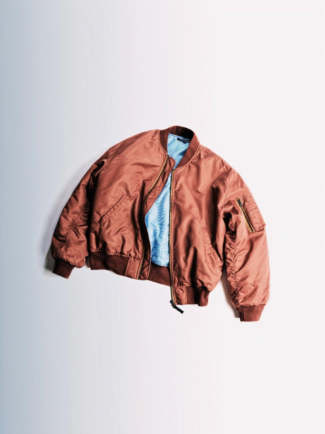 SUPERTOFU Warm Thick Salmon Striped Baseball Collar Cuffed Sleeves Unisex Bomber Jackets