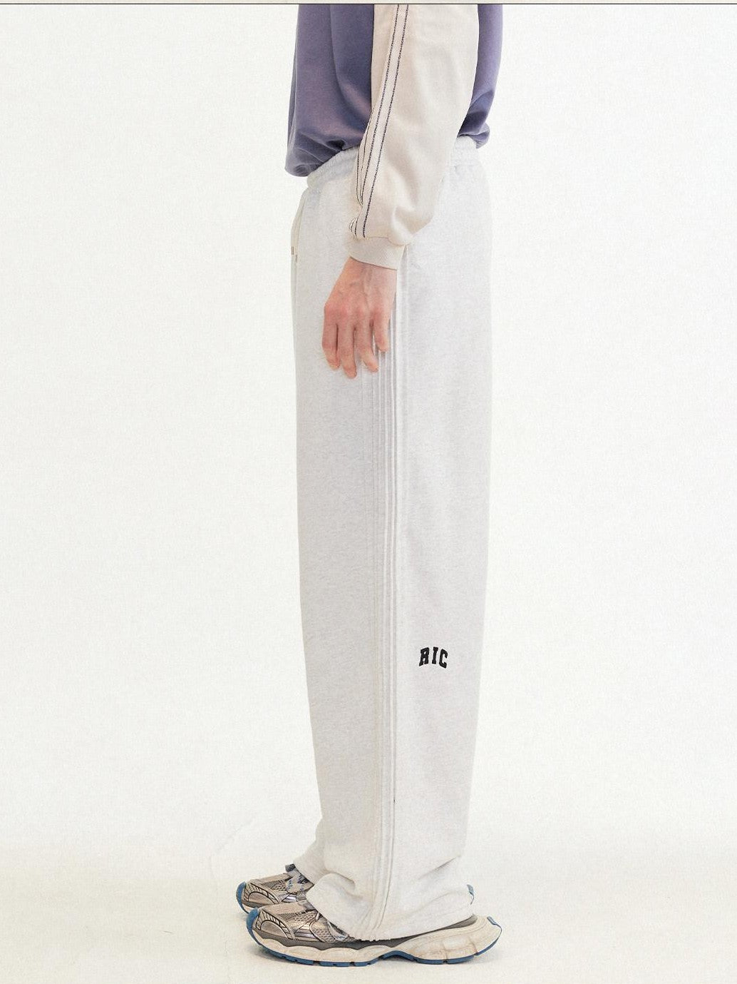 RickyisClown Black Striped Side Pleat Chinese Streetwear Men's Cotton Blend Sweatpants