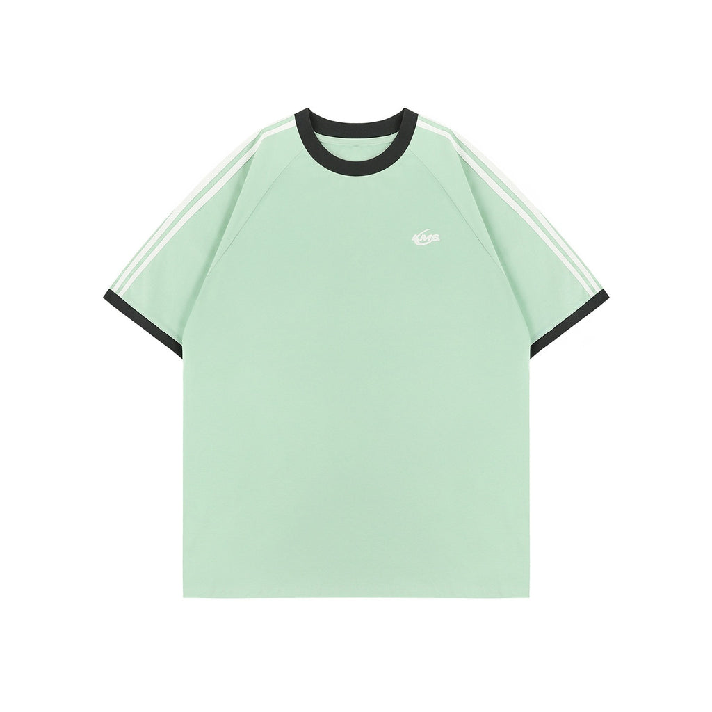 lemanism_Two_Stripe_Print_Drop_Shoulder_Men's_Cotton_Blend_Short_Sleeve_T-shirts_MISSTT