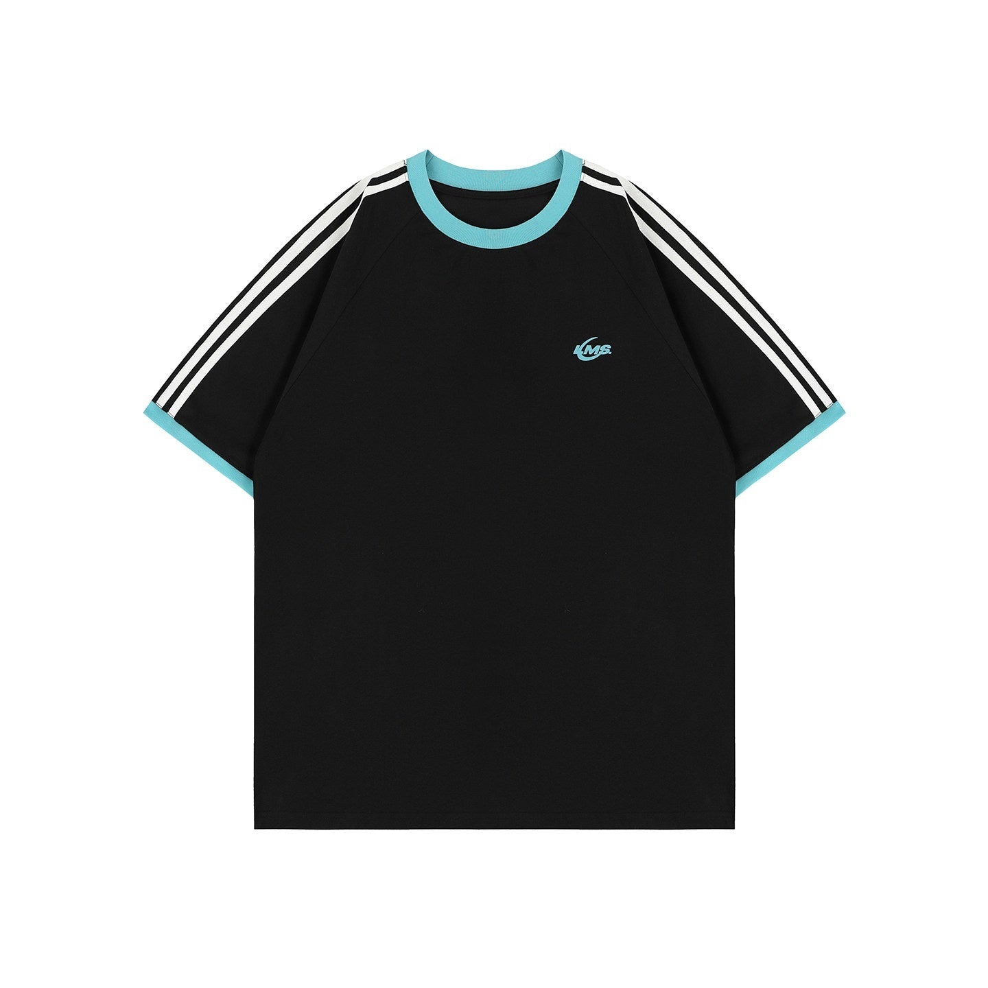 lemanism_Two_Stripe_Print_Drop_Shoulder_Men's_Cotton_Blend_Short_Sleeve_T-shirts_MISSTT