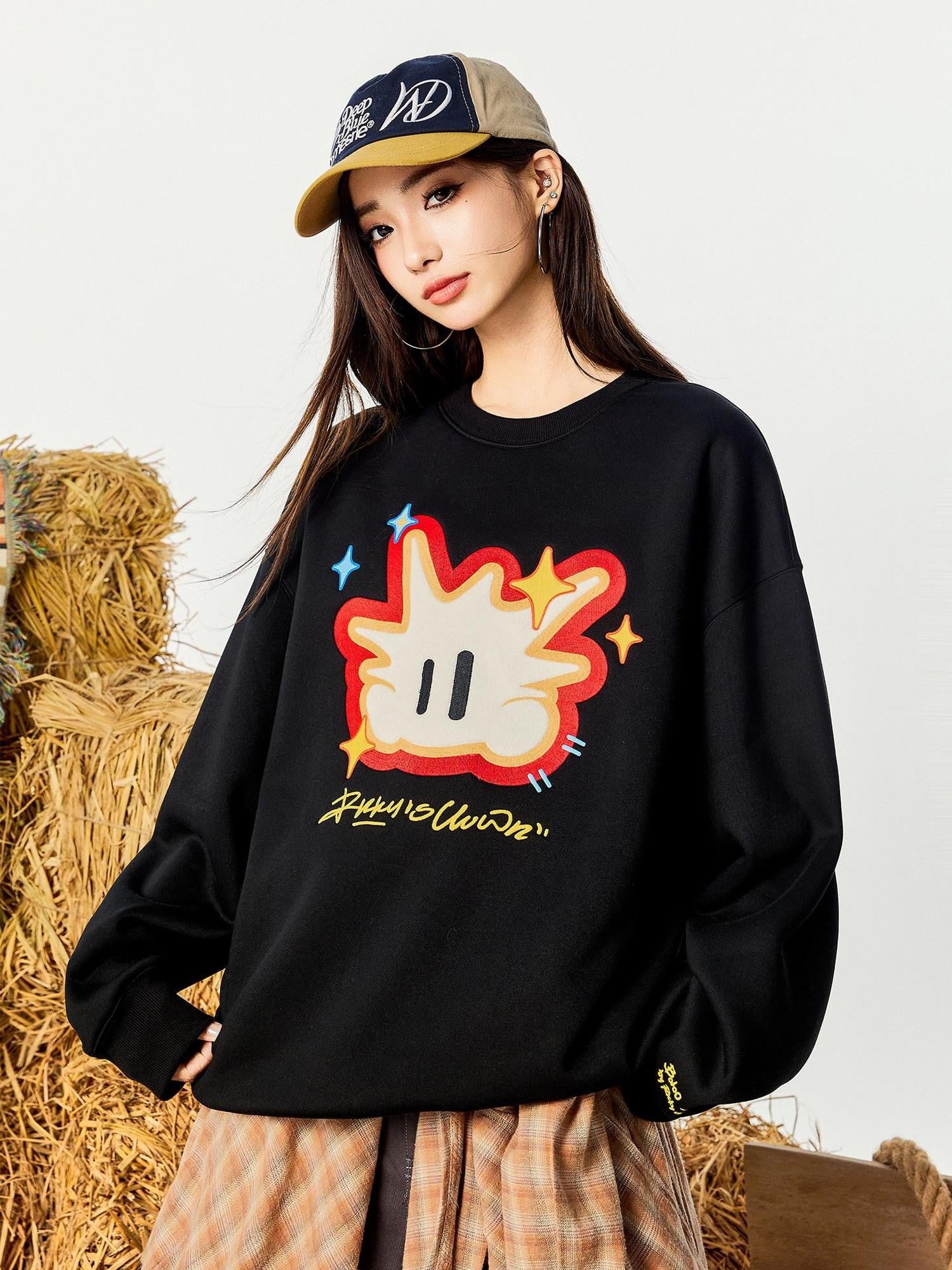 RickyisClown Pineapple Applique Embroidery Men's Poly Cotton Pullover Hoodies