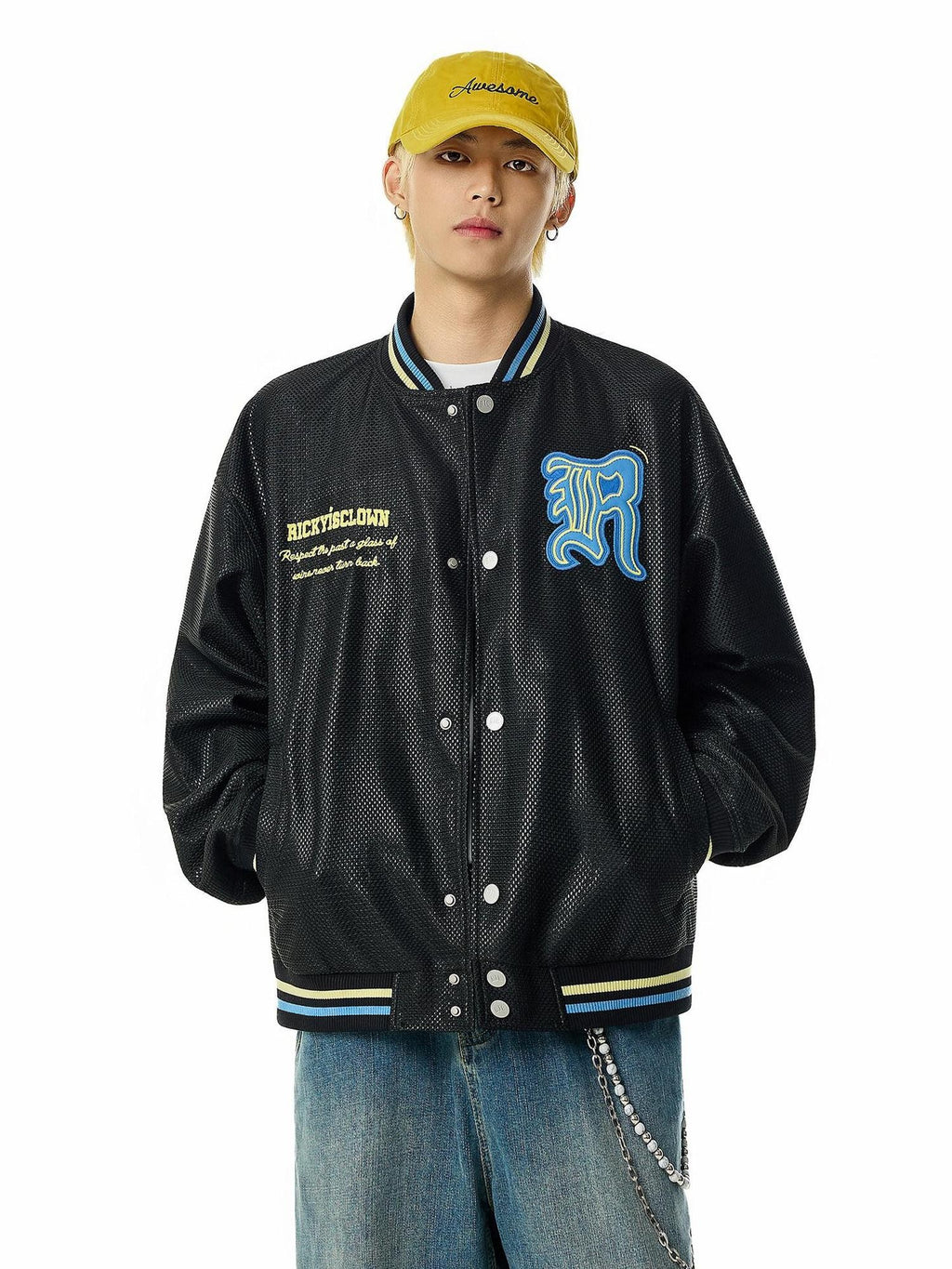 RickyisClown Mesh Embroidered Applique American Colorblock Men's Baseball Jerseys