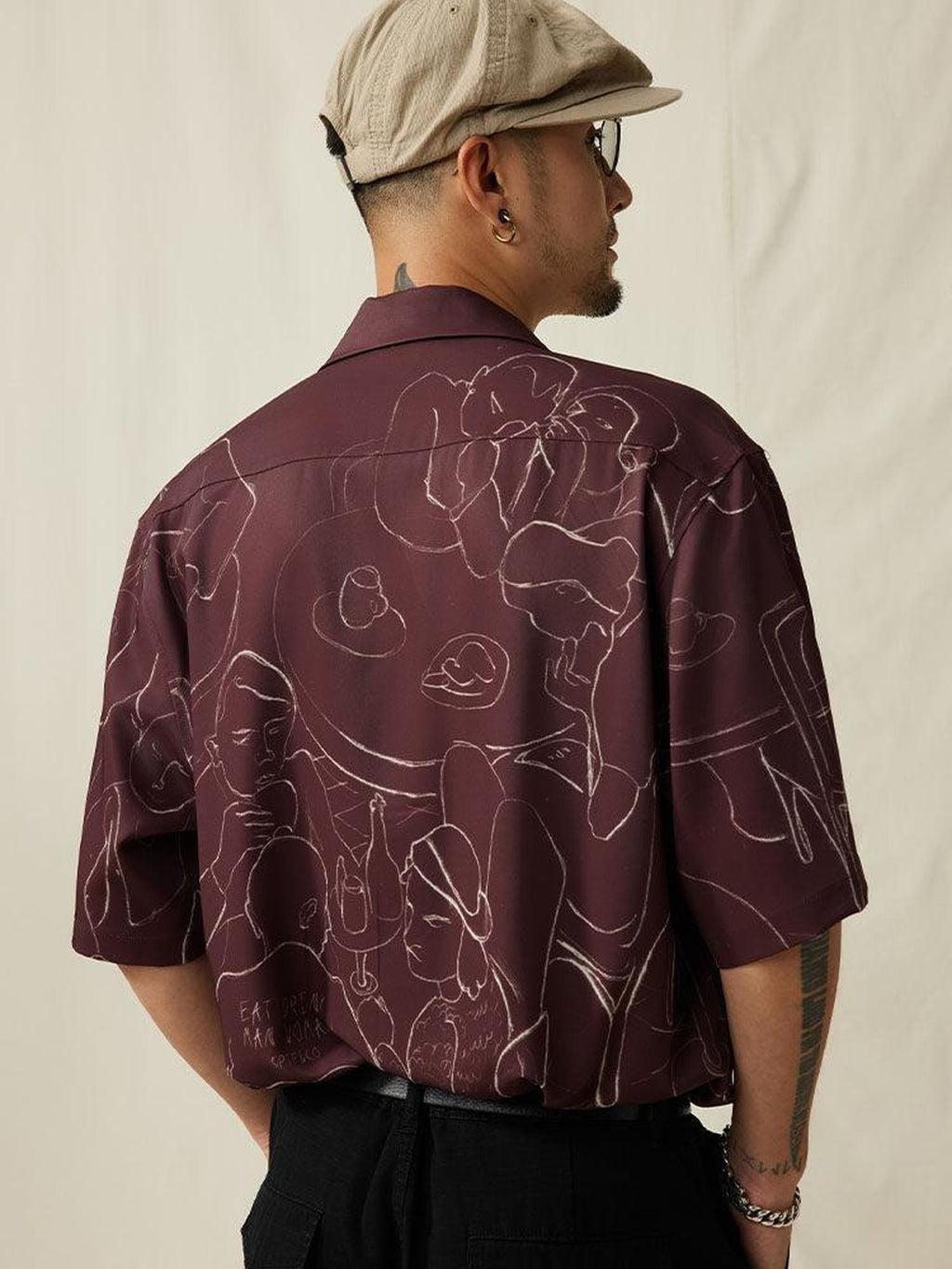 SUPERTOFU Cooling Printed Loose Fit Retro Cuban Collar Short Sleeve Unisex Shirts