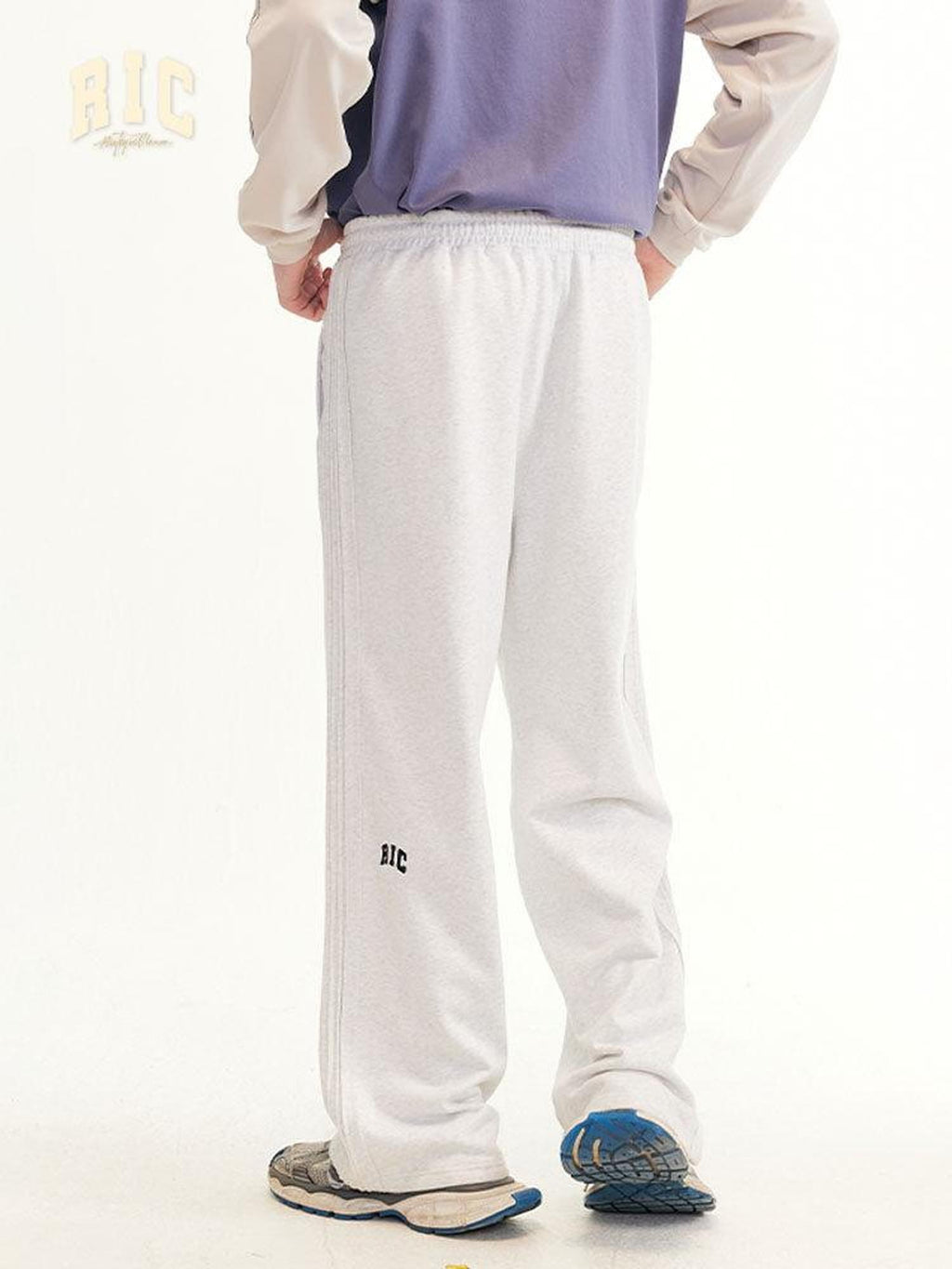 RickyisClown Black Striped Side Pleat Chinese Streetwear Men's Cotton Blend Sweatpants