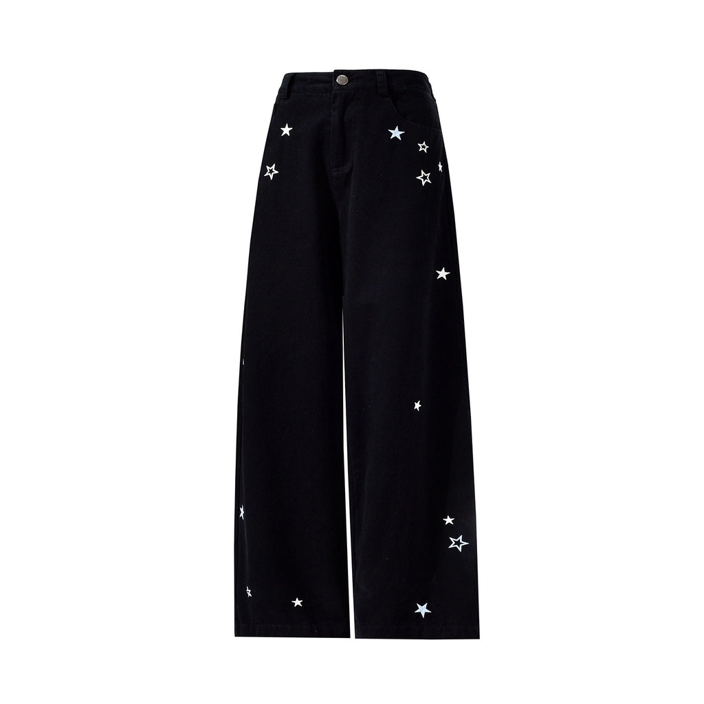 lemanism_Allover_Star_Print_Embroidered_American_Men's_Cotton_Straight_Jeans_MISSTT