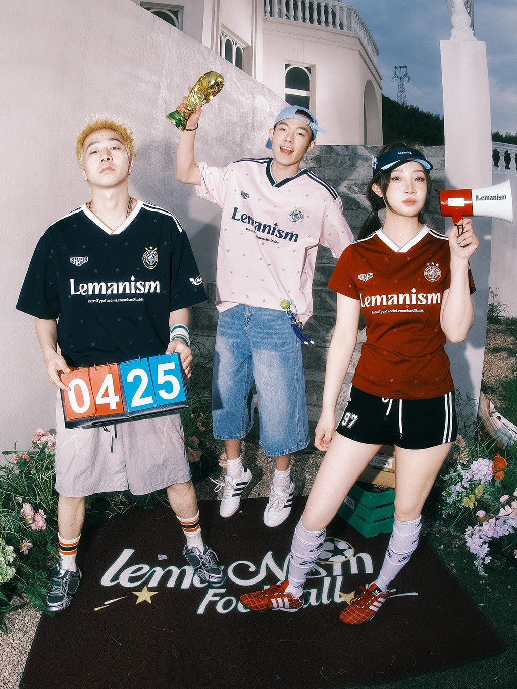 lemanism Allover Star Print V-neck Loose Fit Men's Short Sleeve T-shirts