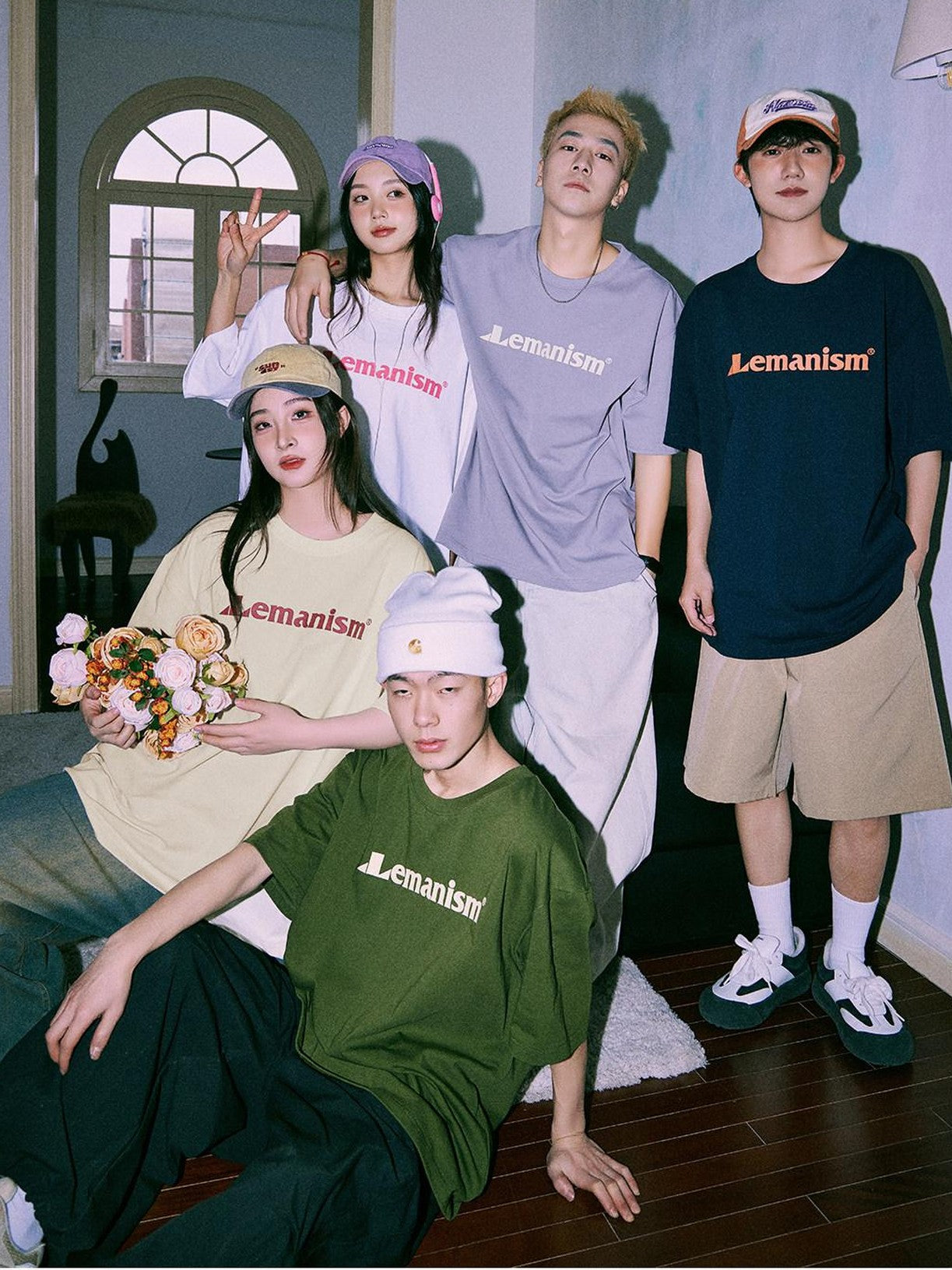 lemanism American Retro Oversized Men's 300g Heavy Cotton Short Sleeve T-shirts