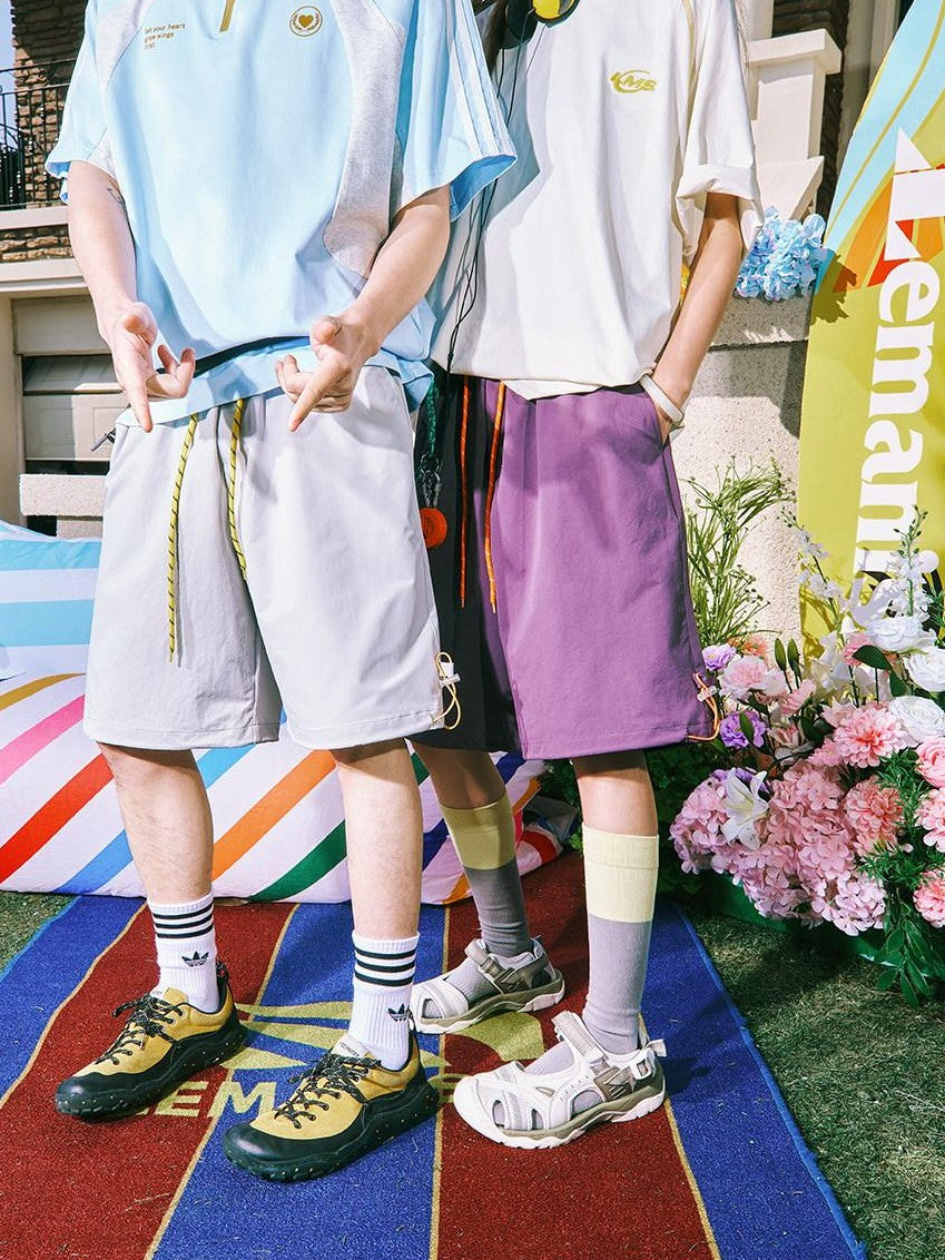 lemanism American Style Solid Color Loose Fit Casual Men's Chino Shorts