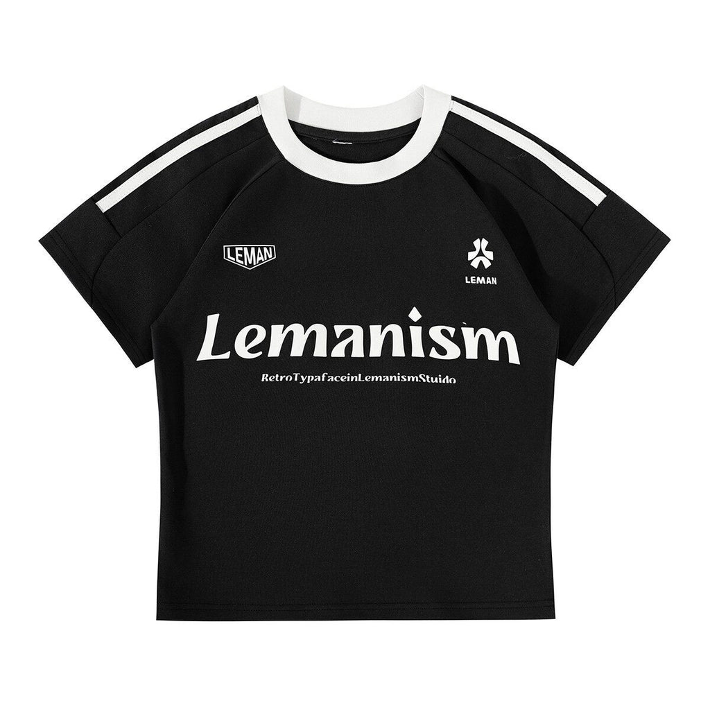 lemanism_Cropped_Three_Stripe_Letter_Print_Men's_Cotton_Slim_Short_Sleeve_T-shirts_MISSTT