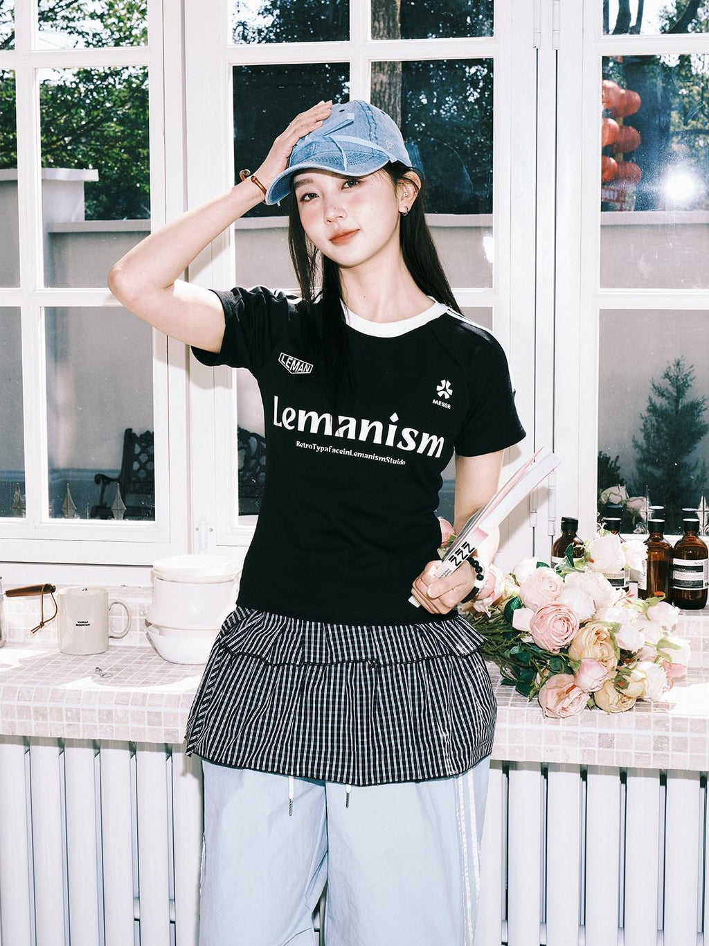 lemanism Cropped Three Stripe Letter Print Men's Cotton Slim Short Sleeve T-shirts