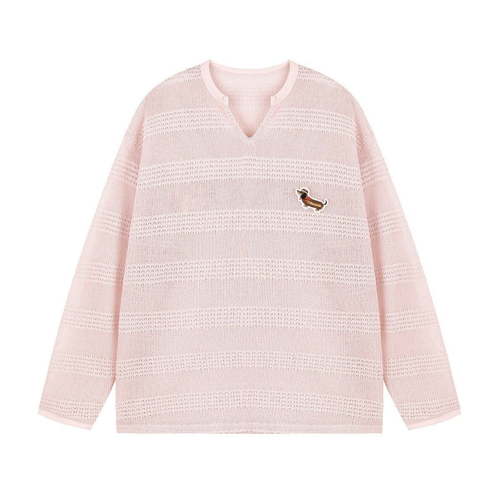 lemanism_Dachshund_Cutout_Oversized_Men's_Polyester_Long_Sleeve_T-shirts_MISSTT
