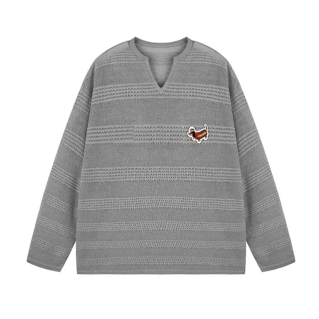 lemanism_Dachshund_Cutout_Oversized_Men's_Polyester_Long_Sleeve_T-shirts_MISSTT