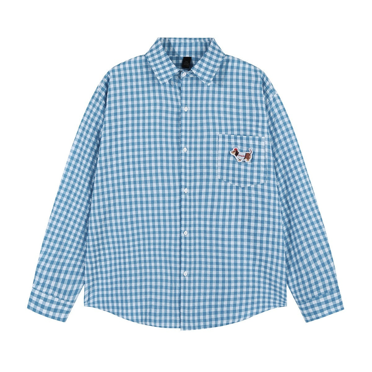 lemanism_Dachshund_Embroidered_Plaid_Loose_Men's_Cotton_Polyester_Blend_Flannel_Shirts_MISSTT