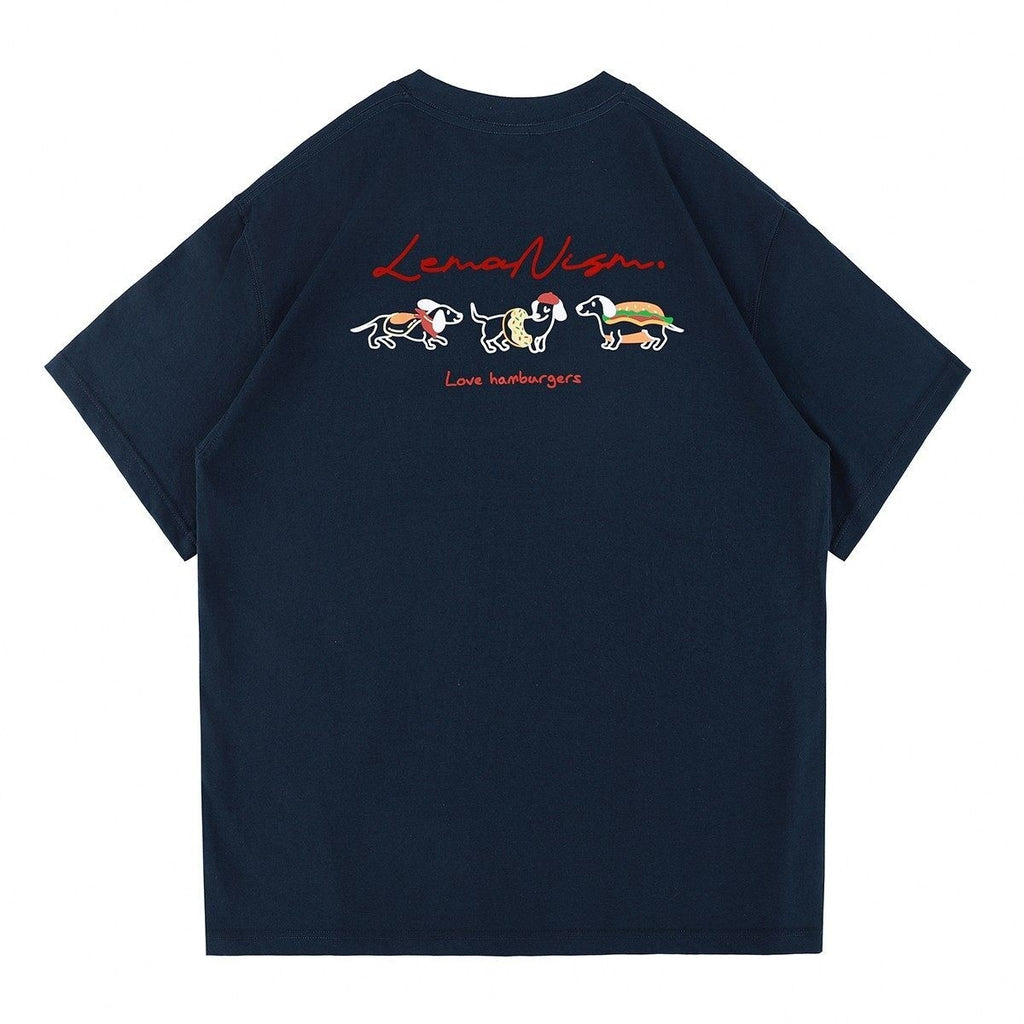 lemanism_Dachshund_Print_300g_Loose_Drop_Shoulder_Men's_Cotton_Short_Sleeve_T-shirts_MISSTT
