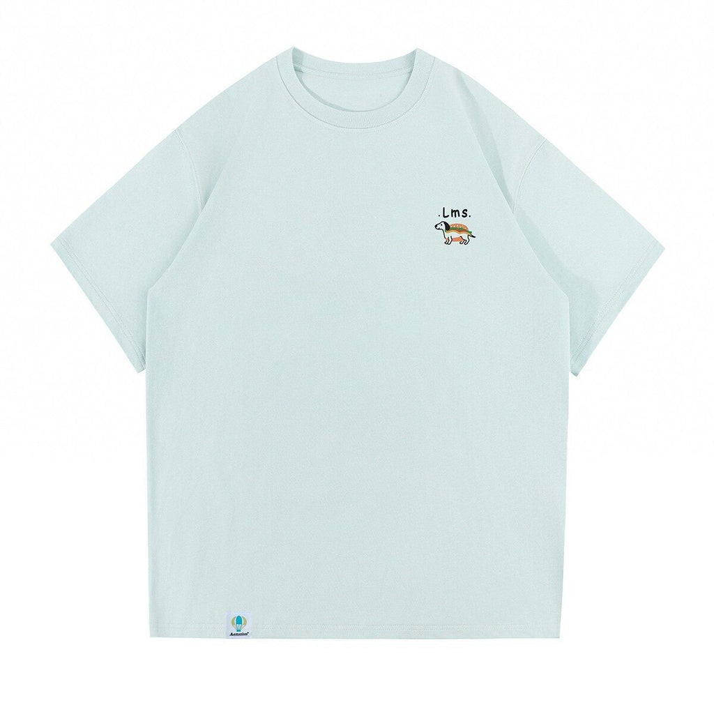 lemanism_Dachshund_Print_300g_Loose_Drop_Shoulder_Men's_Cotton_Short_Sleeve_T-shirts_MISSTT