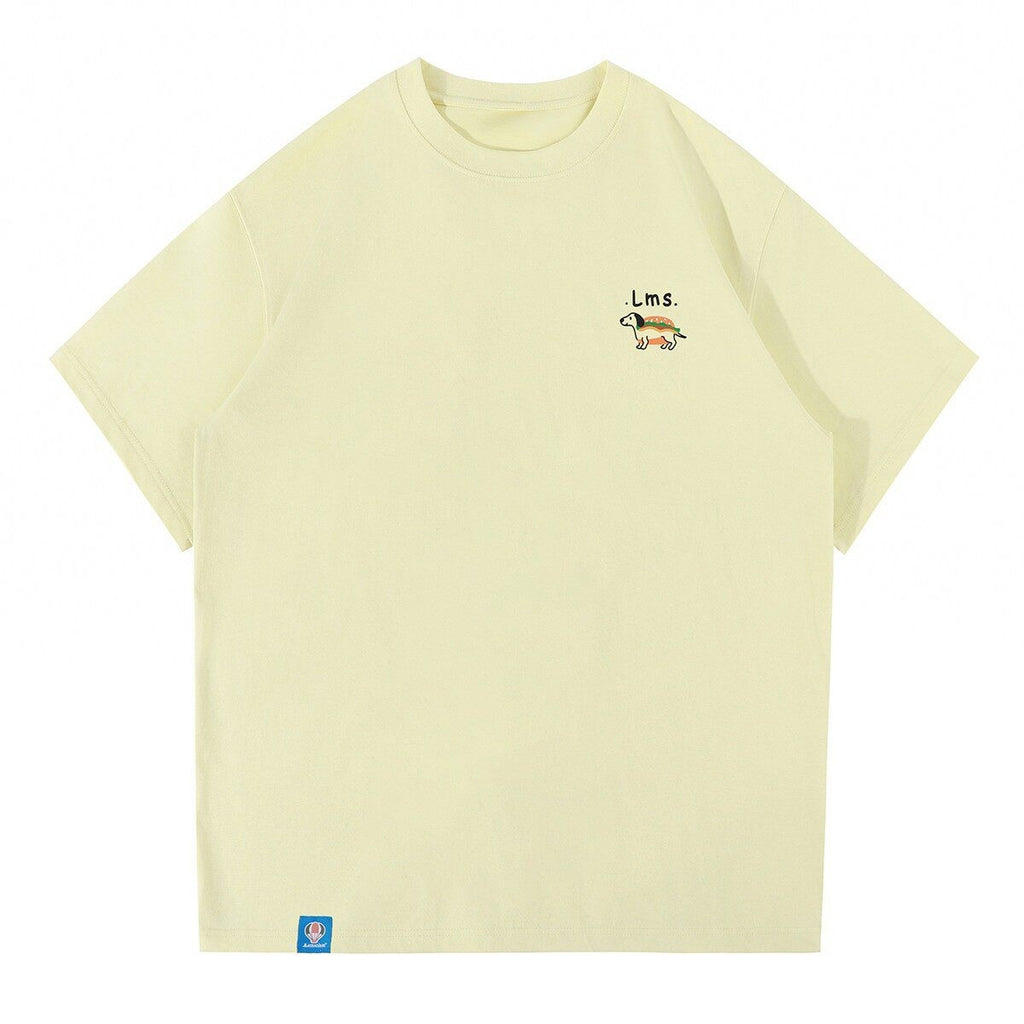 lemanism_Dachshund_Print_300g_Loose_Drop_Shoulder_Men's_Cotton_Short_Sleeve_T-shirts_MISSTT